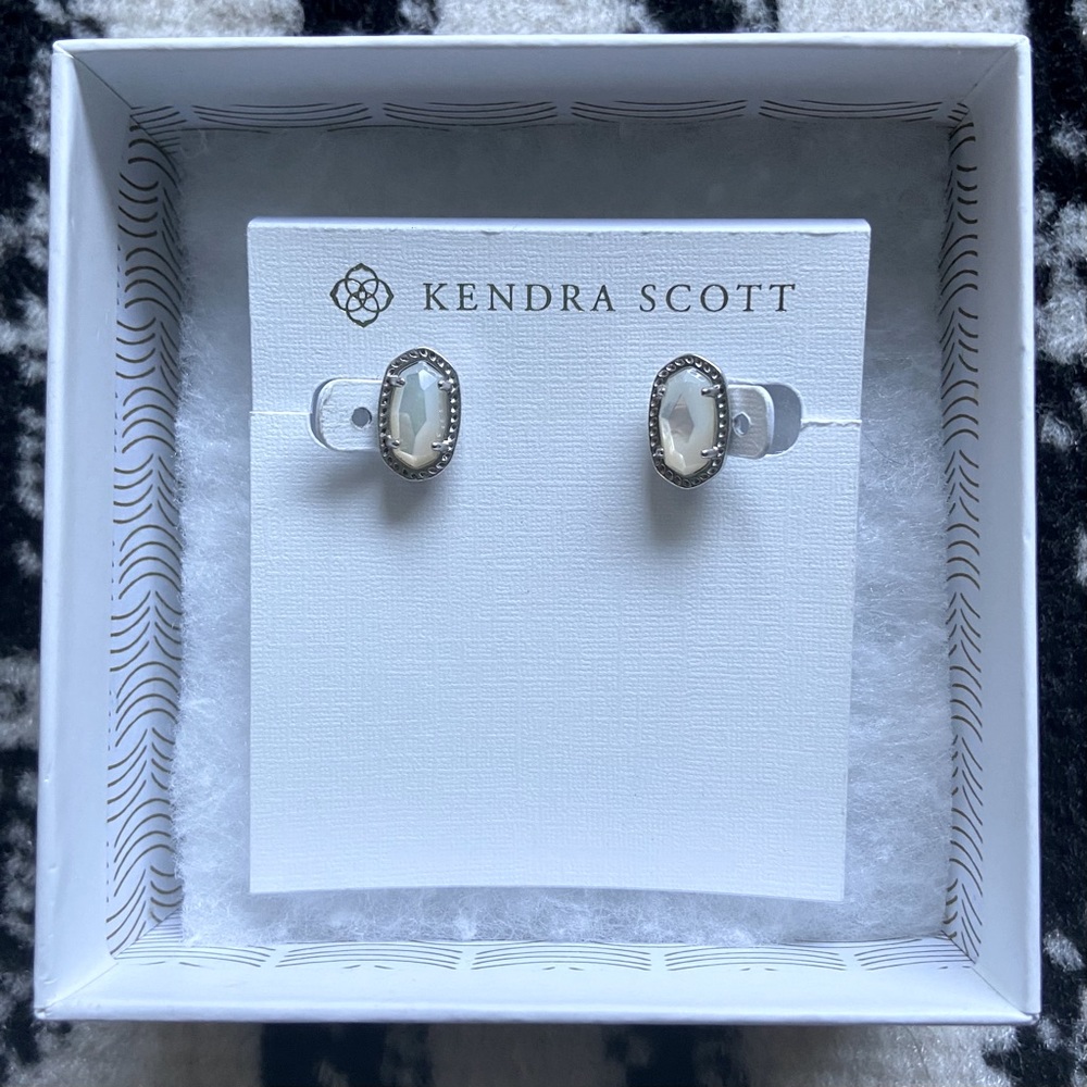 Kendra Scott Silver Mother of Pearl Stud Earrings